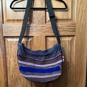 Ethnotek Blue & Purple Crossbody Bag with Adjustable Strap